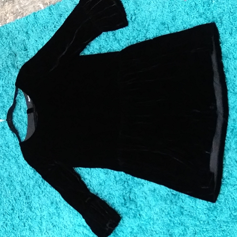 Madewell black velvet drop waist midi dress M